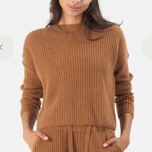 🆕 The Tile Club Chase Crop Sweater • Pecan Rust • Sz S • Cashmere • $395